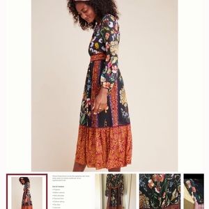 Anthropologie Adair Velvet Trimmed Midi dress, Size 6